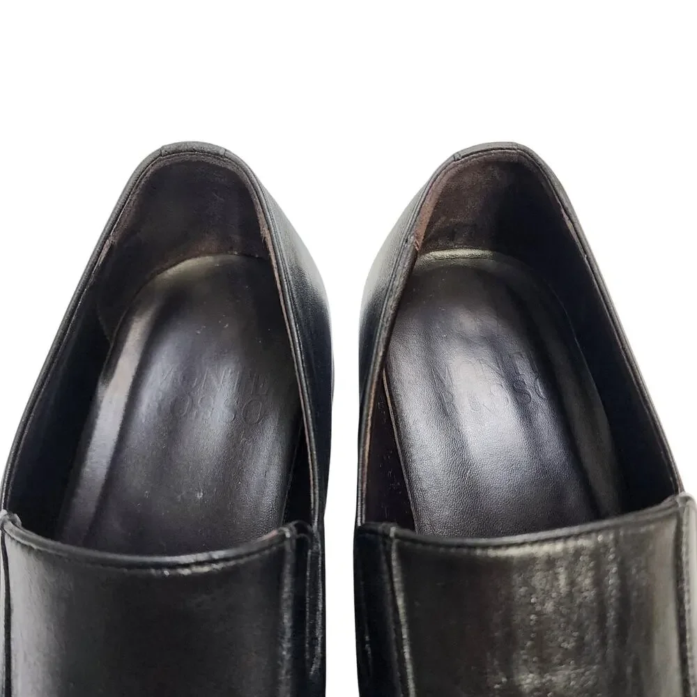 Monte Rosso Mens Lucca Nappa Leather Loafers Size 10.5 Black Leather Italy Dress